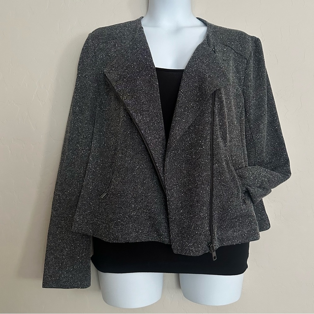 NWT Catherine Malandrino Women's Knit Moto Style Biker Jacket XXL Marled